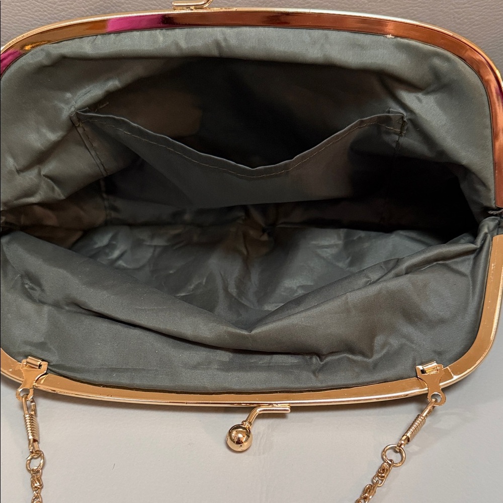 Elegant Burgundy Clutch with Gold Accents - Picture 2 of 4